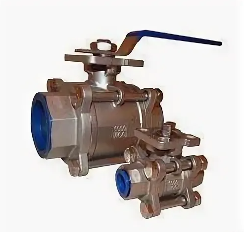 Кран шаровой полнопроходной трехсоставной 2 1/2 " с площадкой ISO5211, нерж. ст. 304 в комплекте с пневмоприводом одностороннего действия Кран шаровой полнопроходной трехсоставной 2 1/2 " с площадкой ISO5211, нерж. ст. 304 в комплекте с пневмоприводом одностороннего действия
